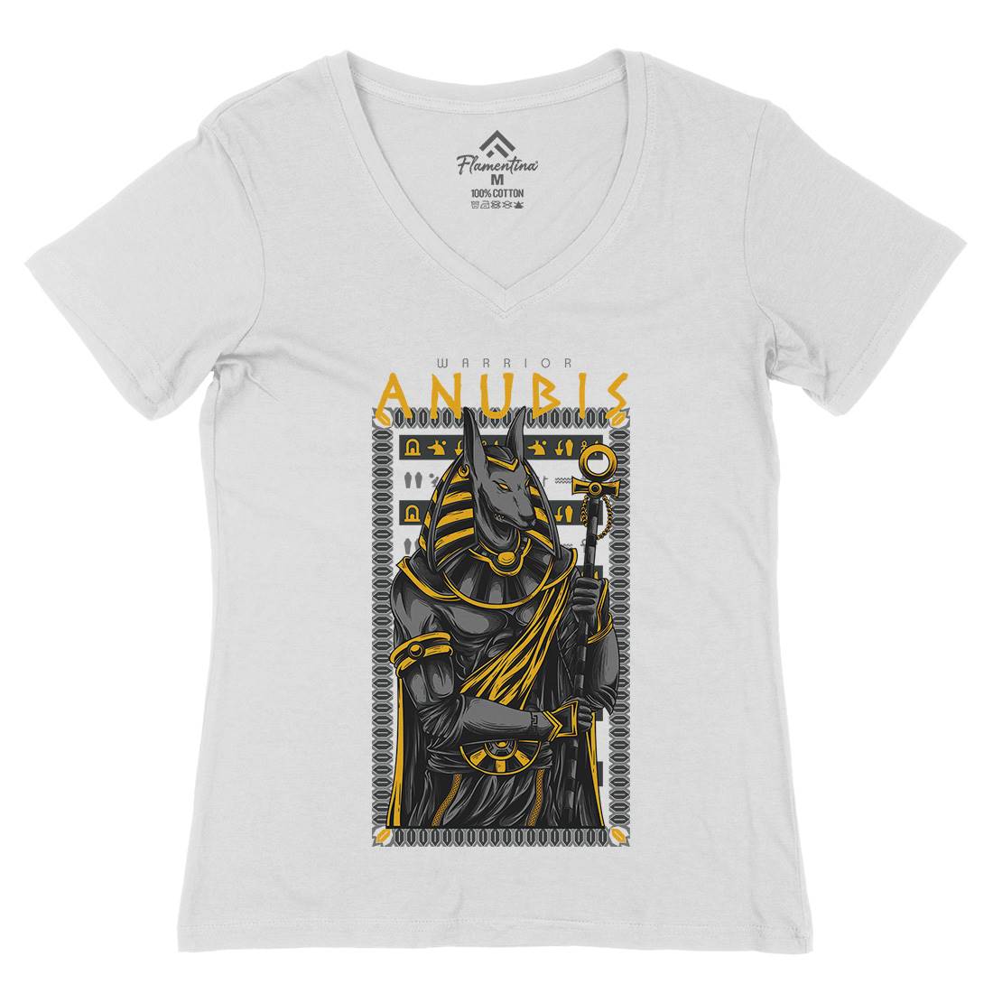 Anubis God Womens Organic V-Neck T-Shirt Warriors D706