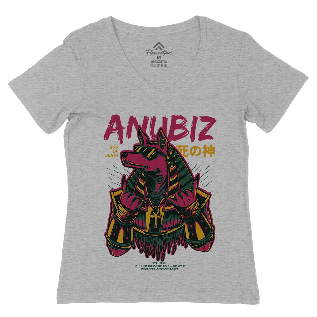 Anubis Hipster Womens Organic V-Neck T-Shirt Warriors D707