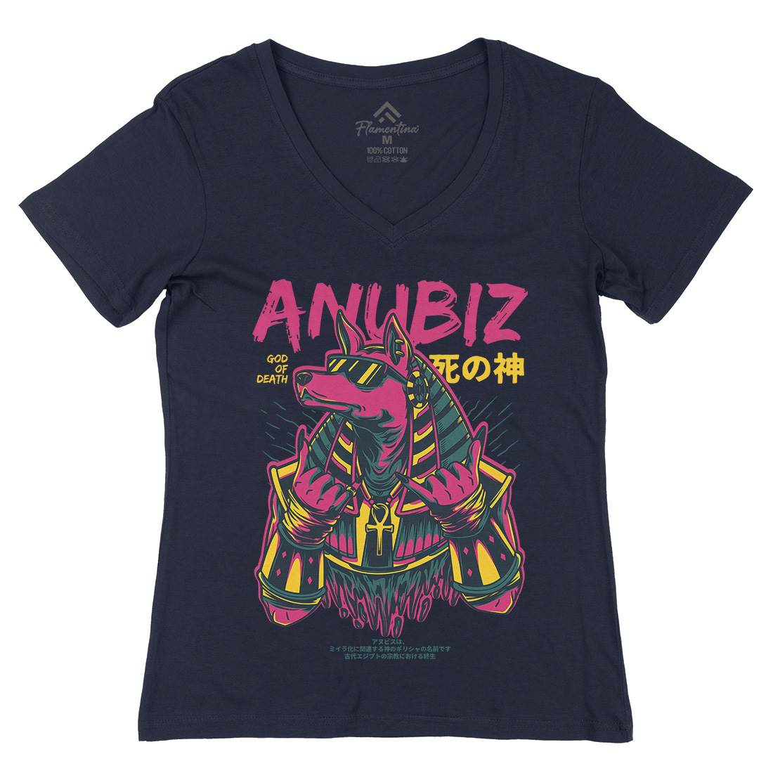 Anubis Hipster Womens Organic V-Neck T-Shirt Warriors D707