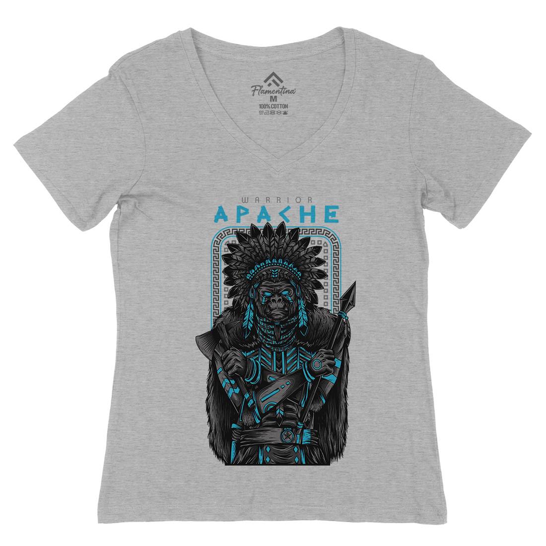 Apache Womens Organic V-Neck T-Shirt Warriors D708