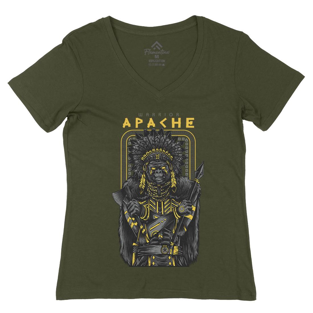 Apache Womens Organic V-Neck T-Shirt Warriors D708