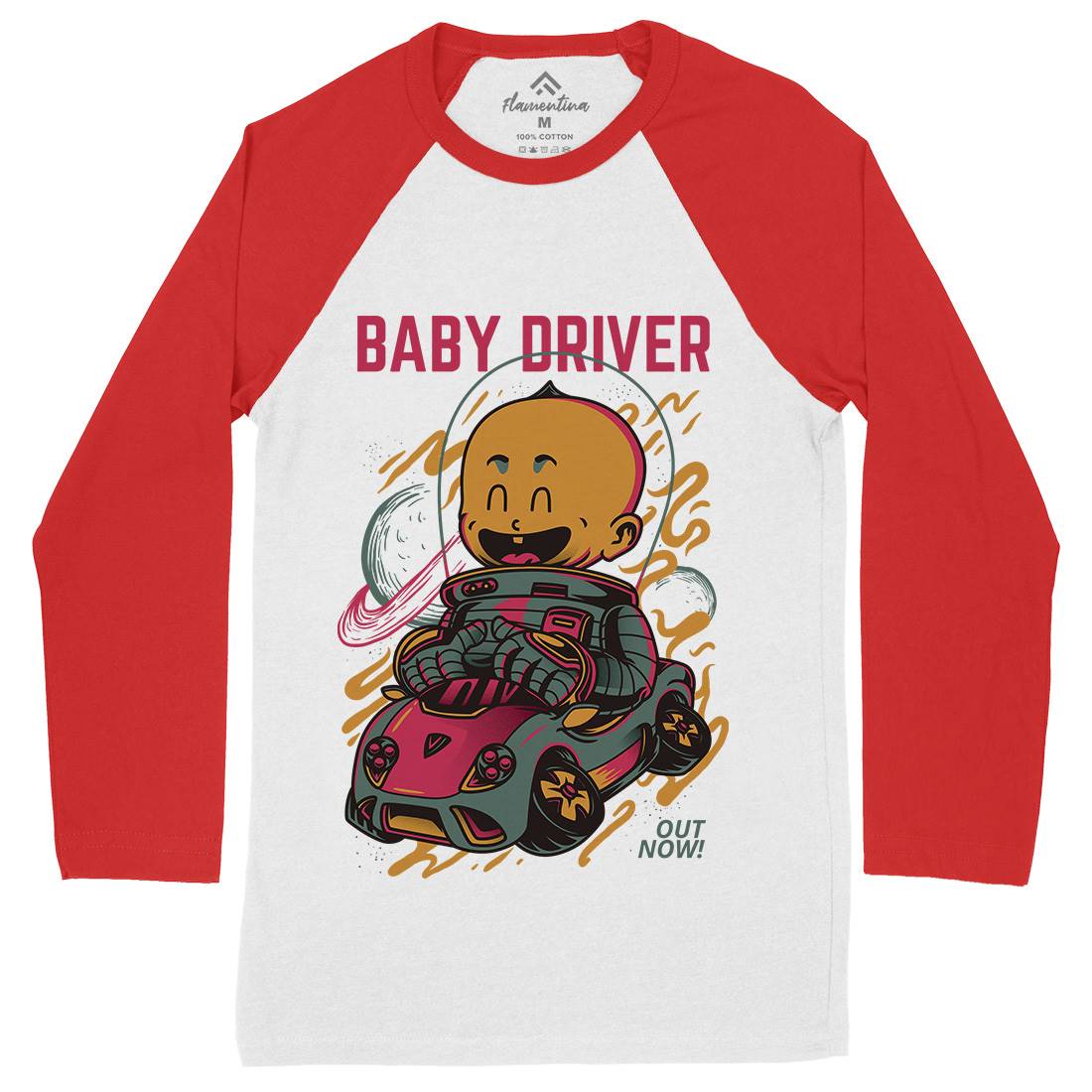 Baby Driver Mens Long Sleeve Baseball T-Shirt Cars D709