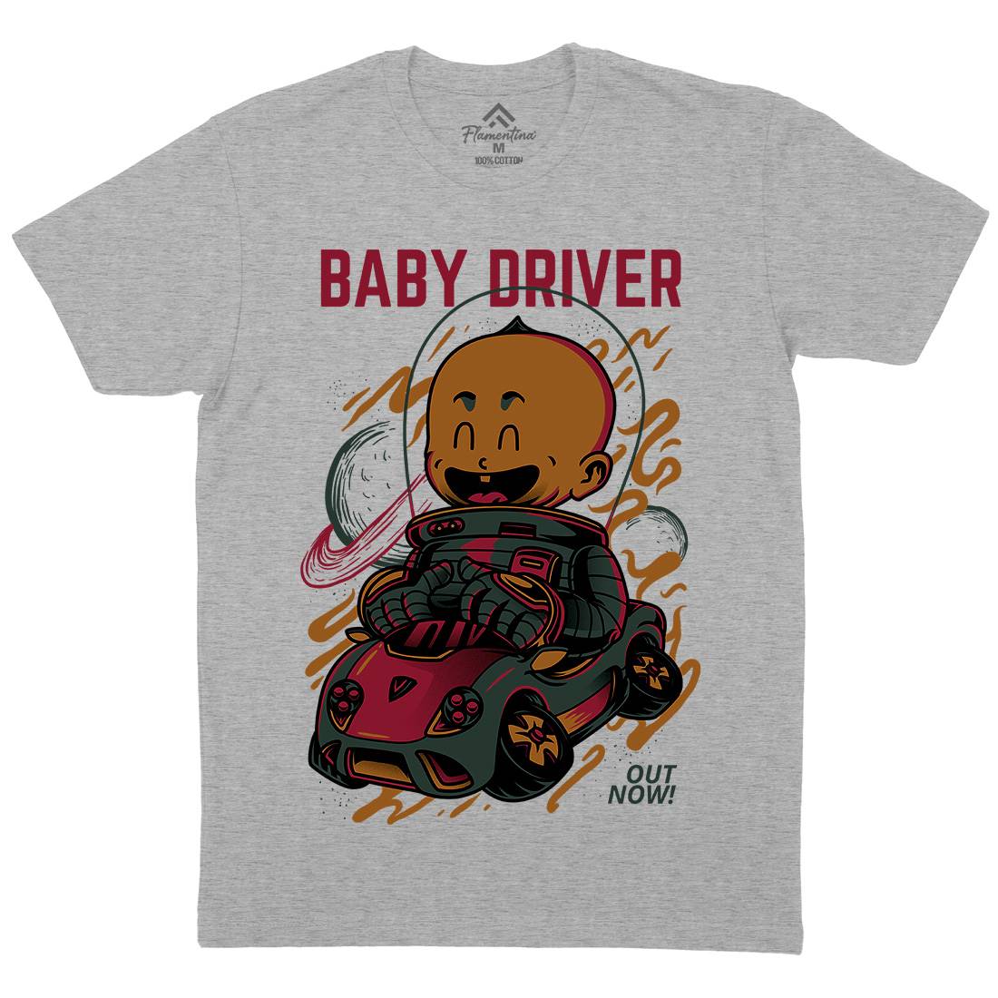 Baby Driver Mens Organic Crew Neck T-Shirt Cars D709