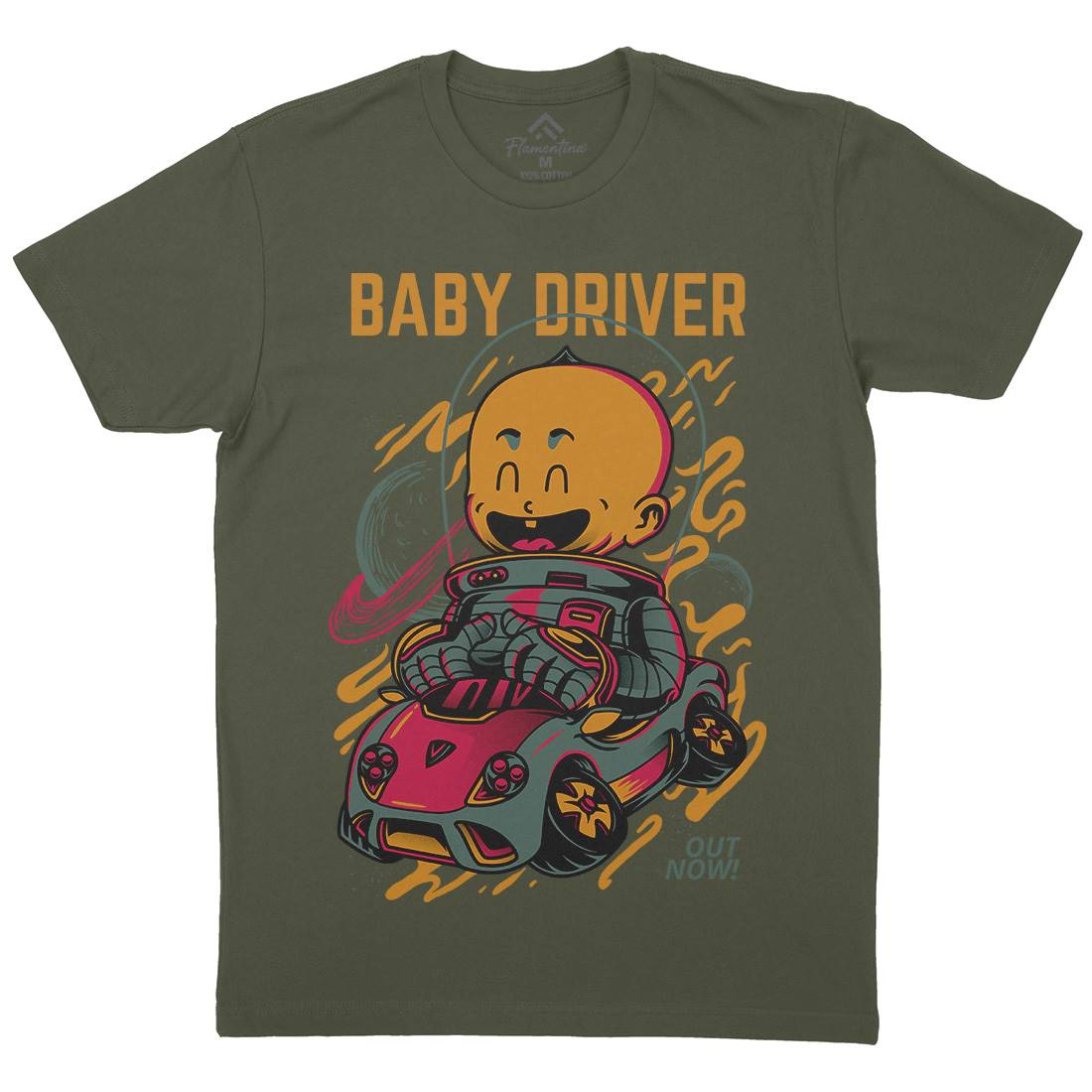 Baby Driver Mens Organic Crew Neck T-Shirt Cars D709