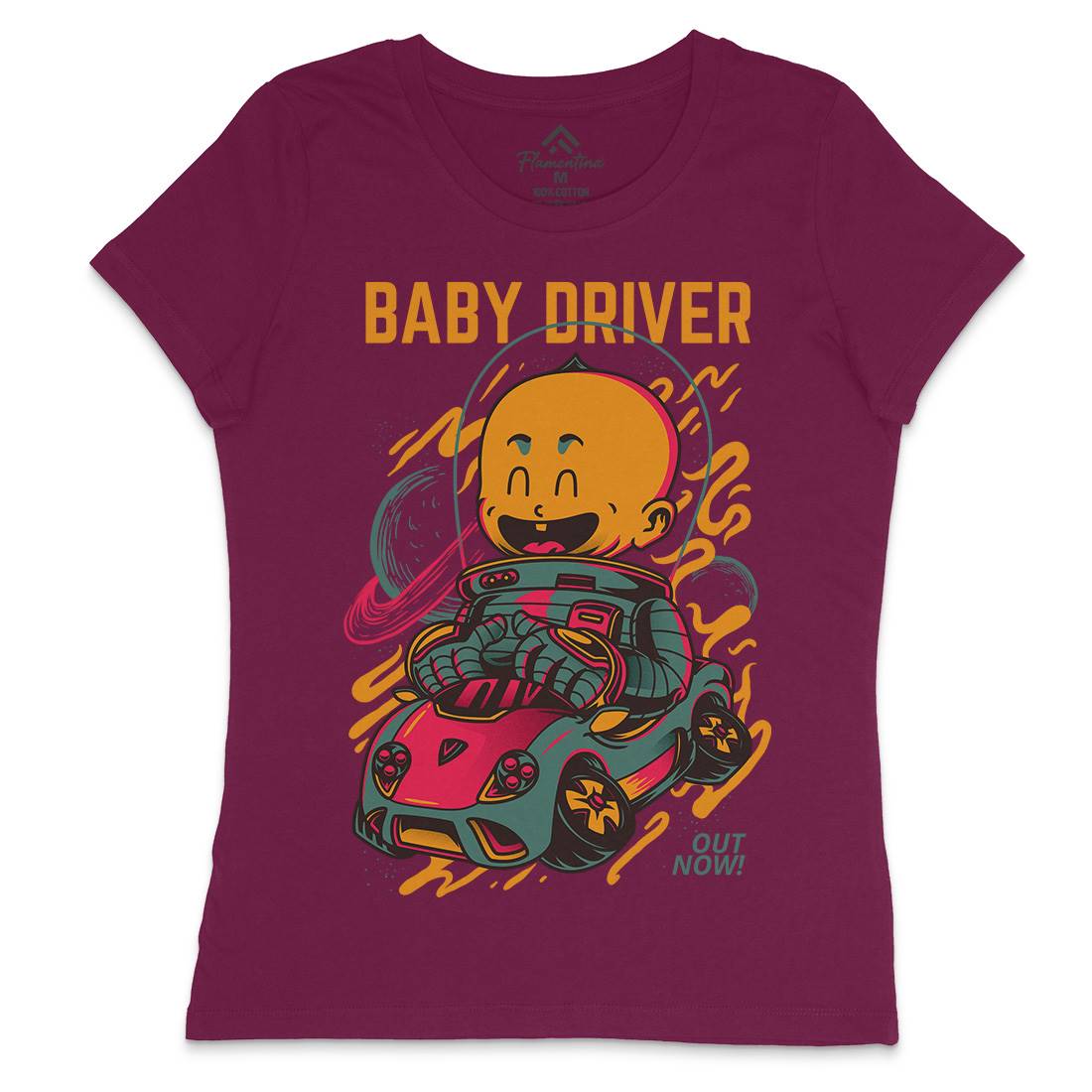 Baby Driver Womens Crew Neck T-Shirt Cars D709