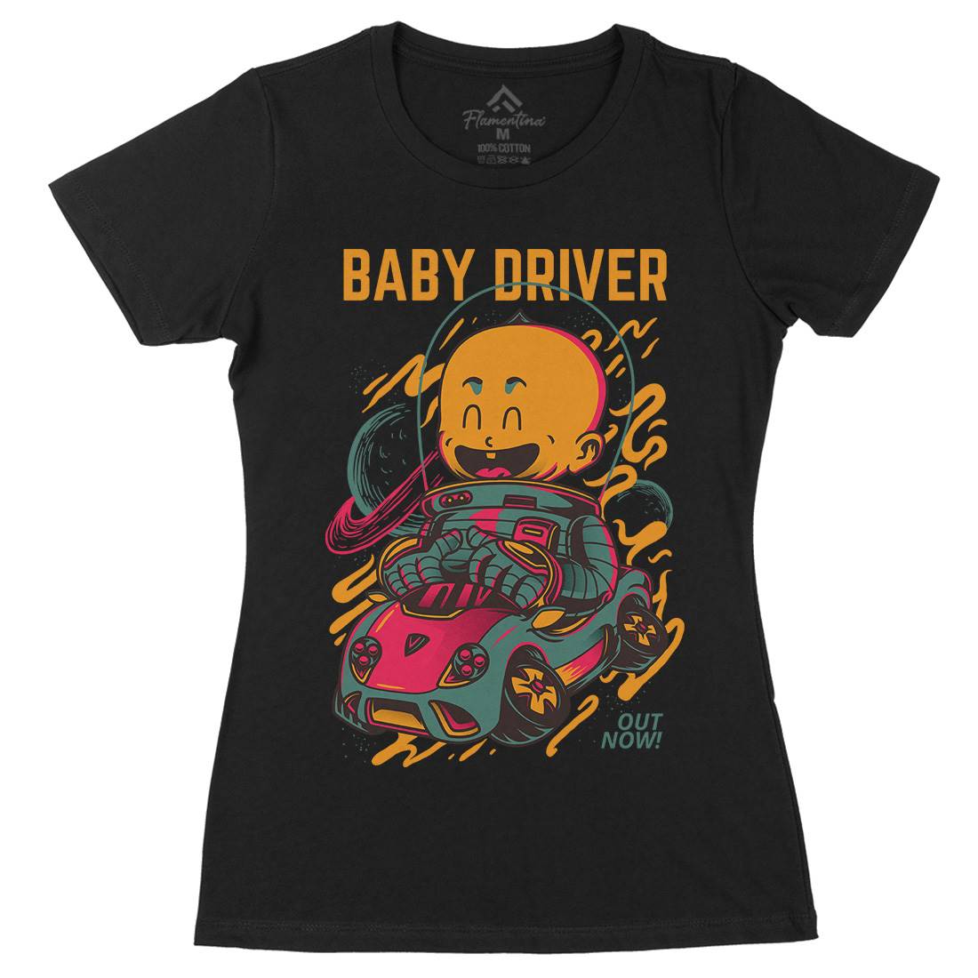 Baby Driver Womens Organic Crew Neck T-Shirt Cars D709