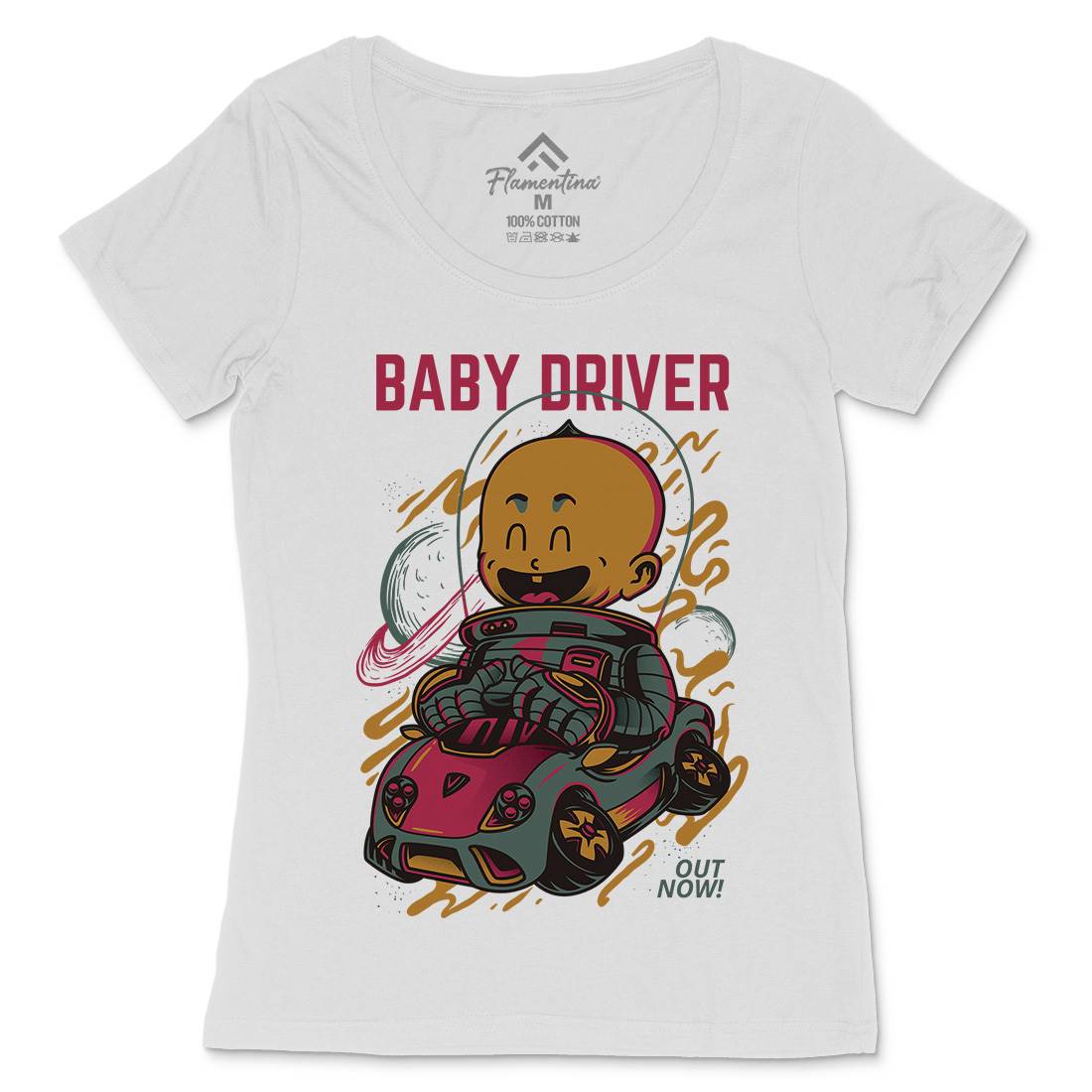 Baby Driver Womens Scoop Neck T-Shirt Cars D709