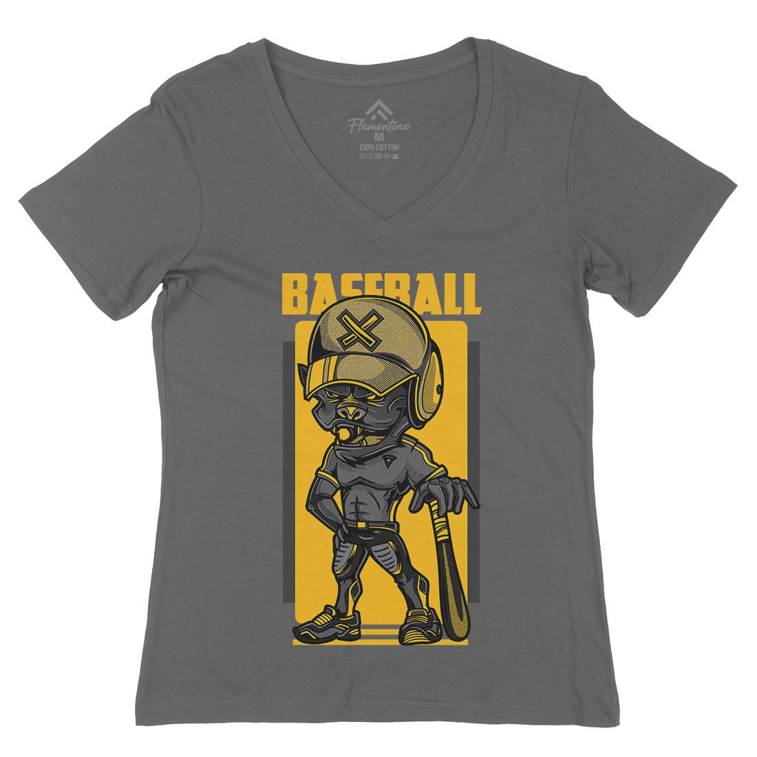 Baseball Womens Organic V-Neck T-Shirt Sport D710