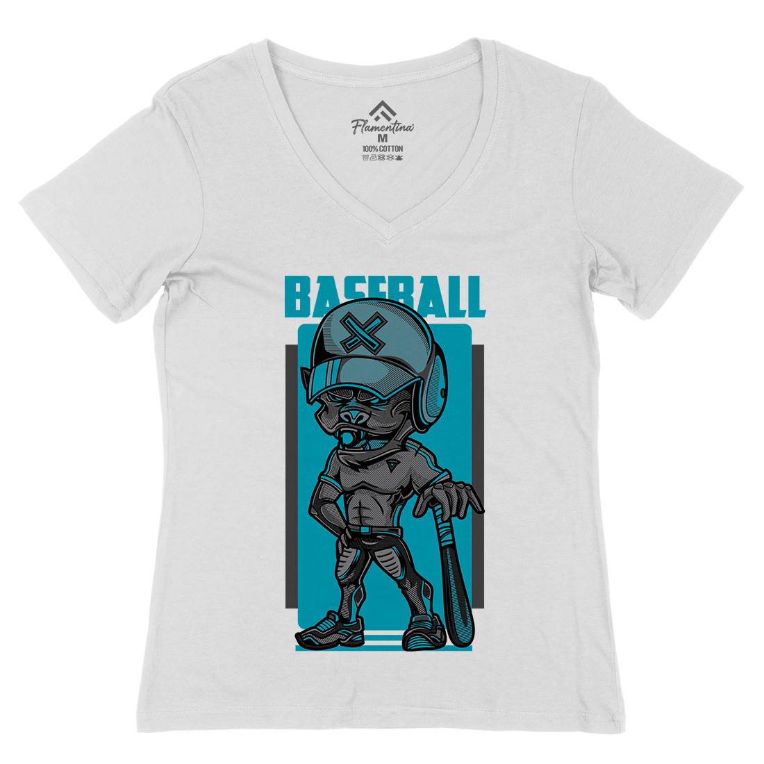 Baseball Womens Organic V-Neck T-Shirt Sport D710