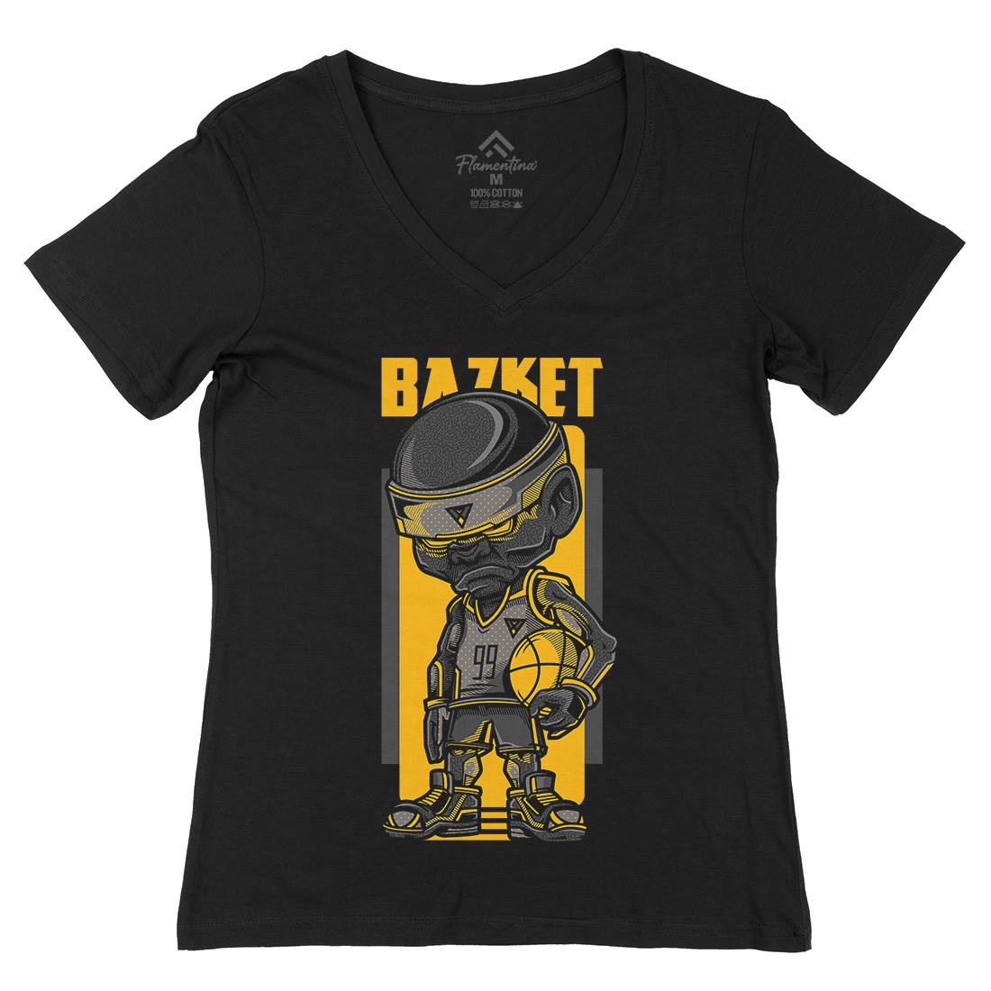 Basketball Womens Organic V-Neck T-Shirt Sport D711