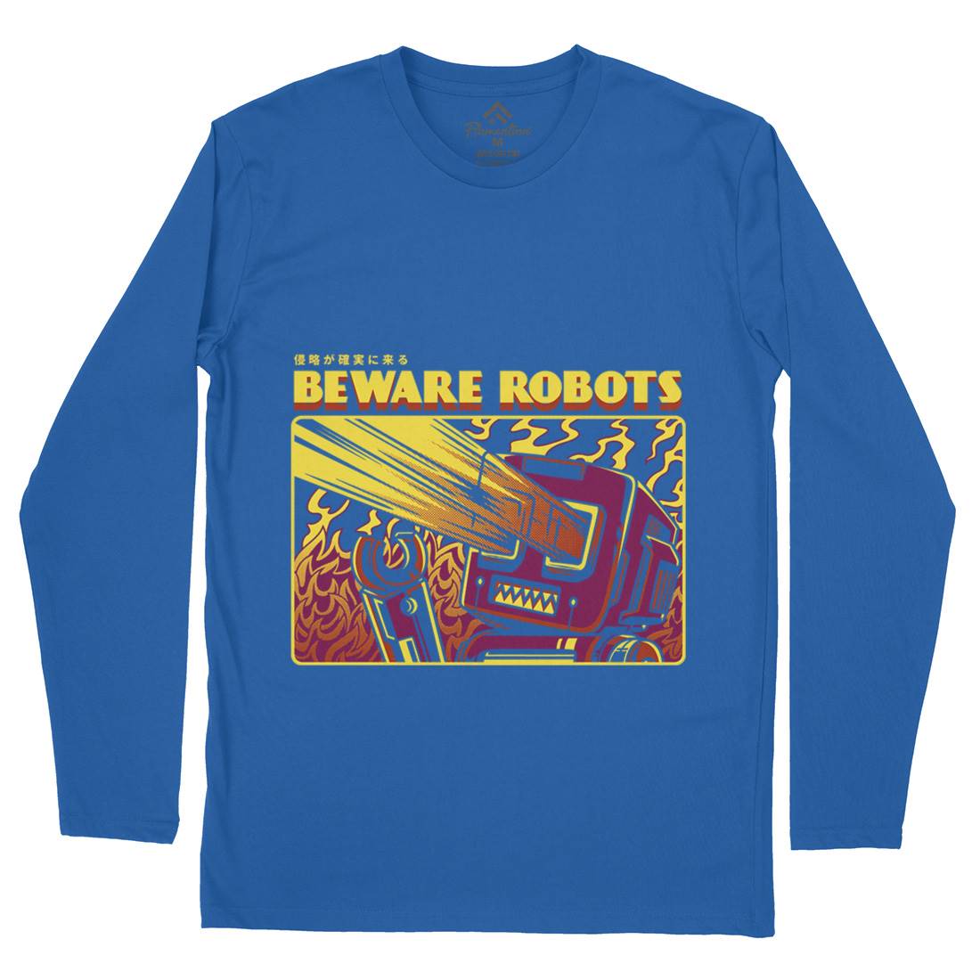 Beware Robots Mens Long Sleeve T-Shirt Space D714