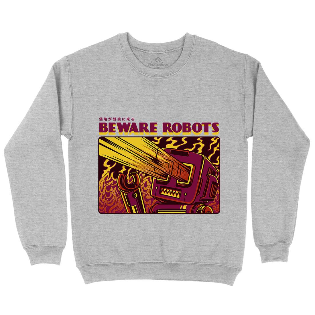 Beware Robots Mens Crew Neck Sweatshirt Space D714