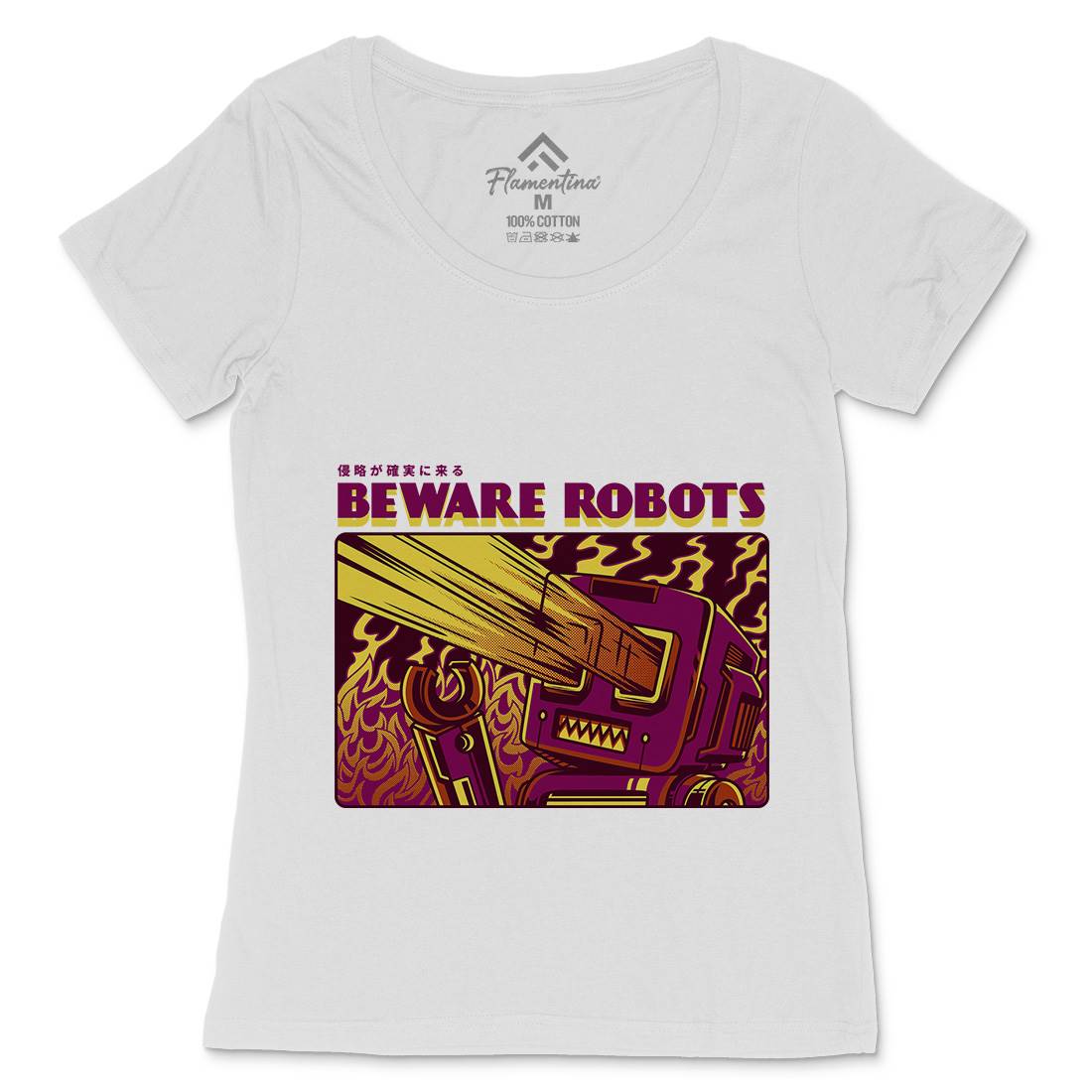 Beware Robots Womens Scoop Neck T-Shirt Space D714
