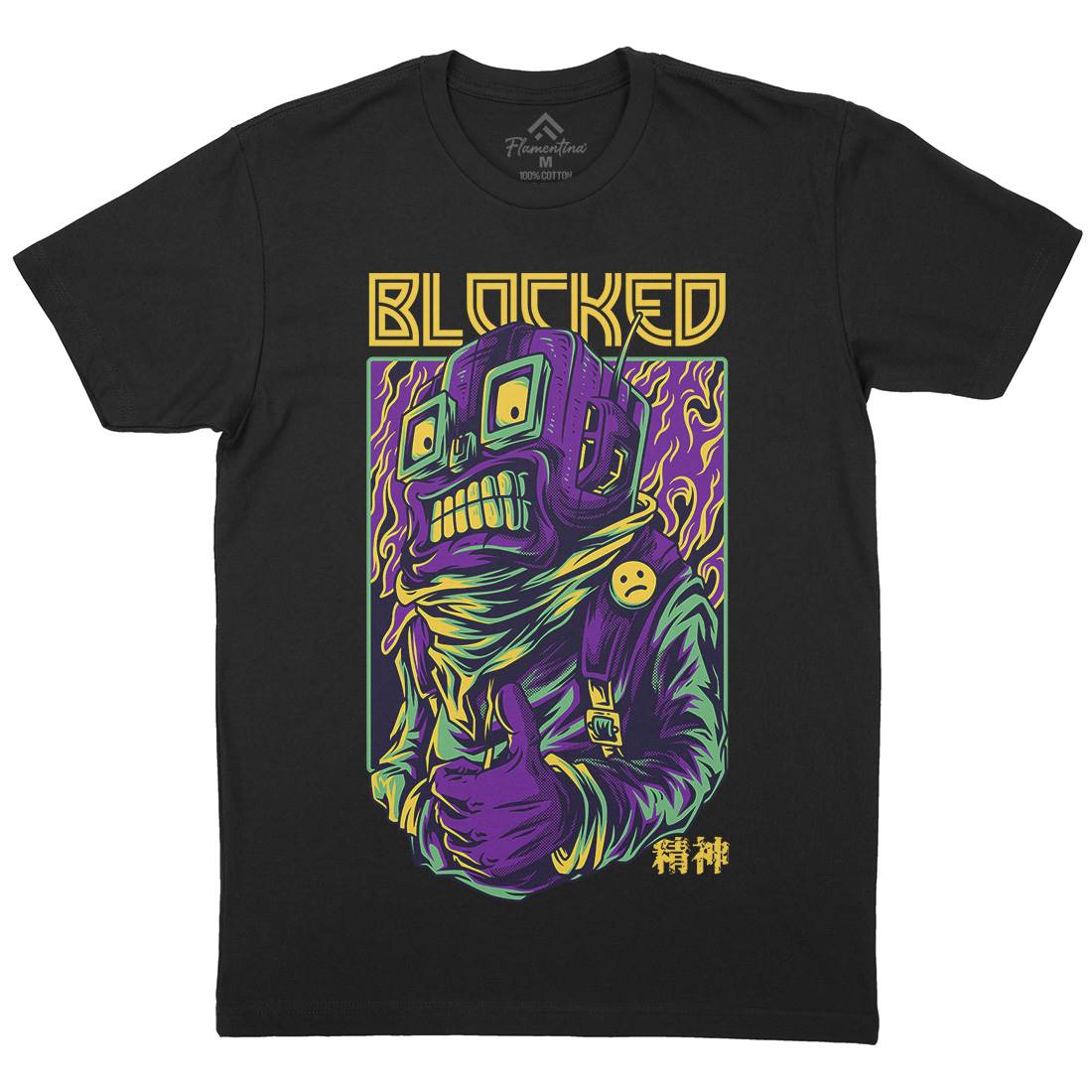 Blocked Robot Mens Crew Neck T-Shirt Space D715