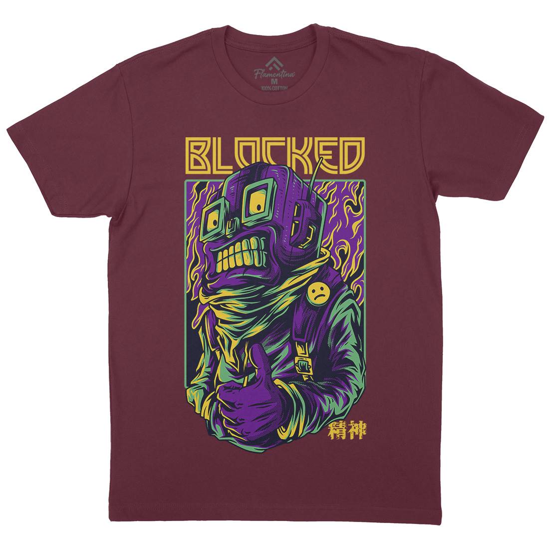 Blocked Robot Mens Organic Crew Neck T-Shirt Space D715