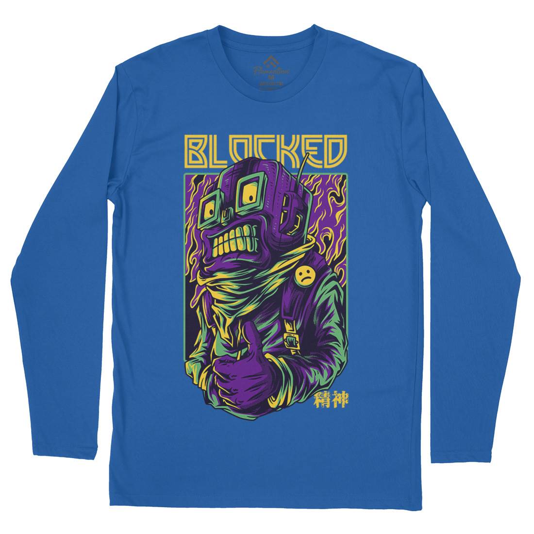 Blocked Robot Mens Long Sleeve T-Shirt Space D715