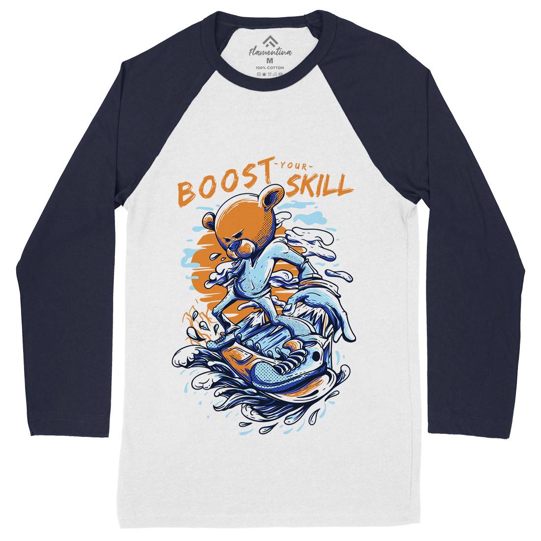 Boost Your Skill Mens Long Sleeve Baseball T-Shirt Surf D716