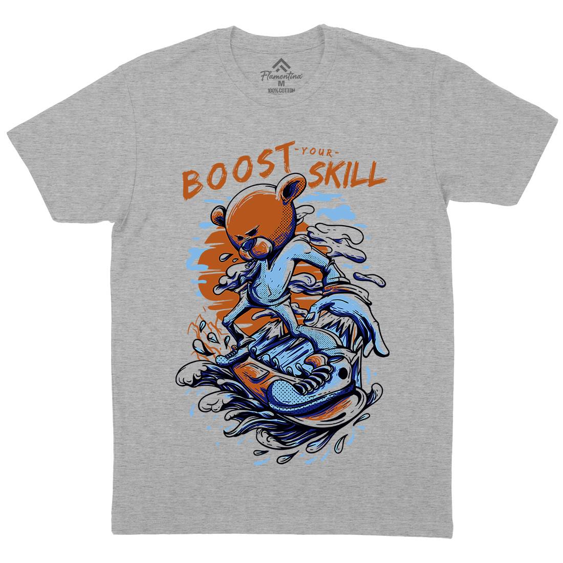 Boost Your Skill Mens Organic Crew Neck T-Shirt Surf D716