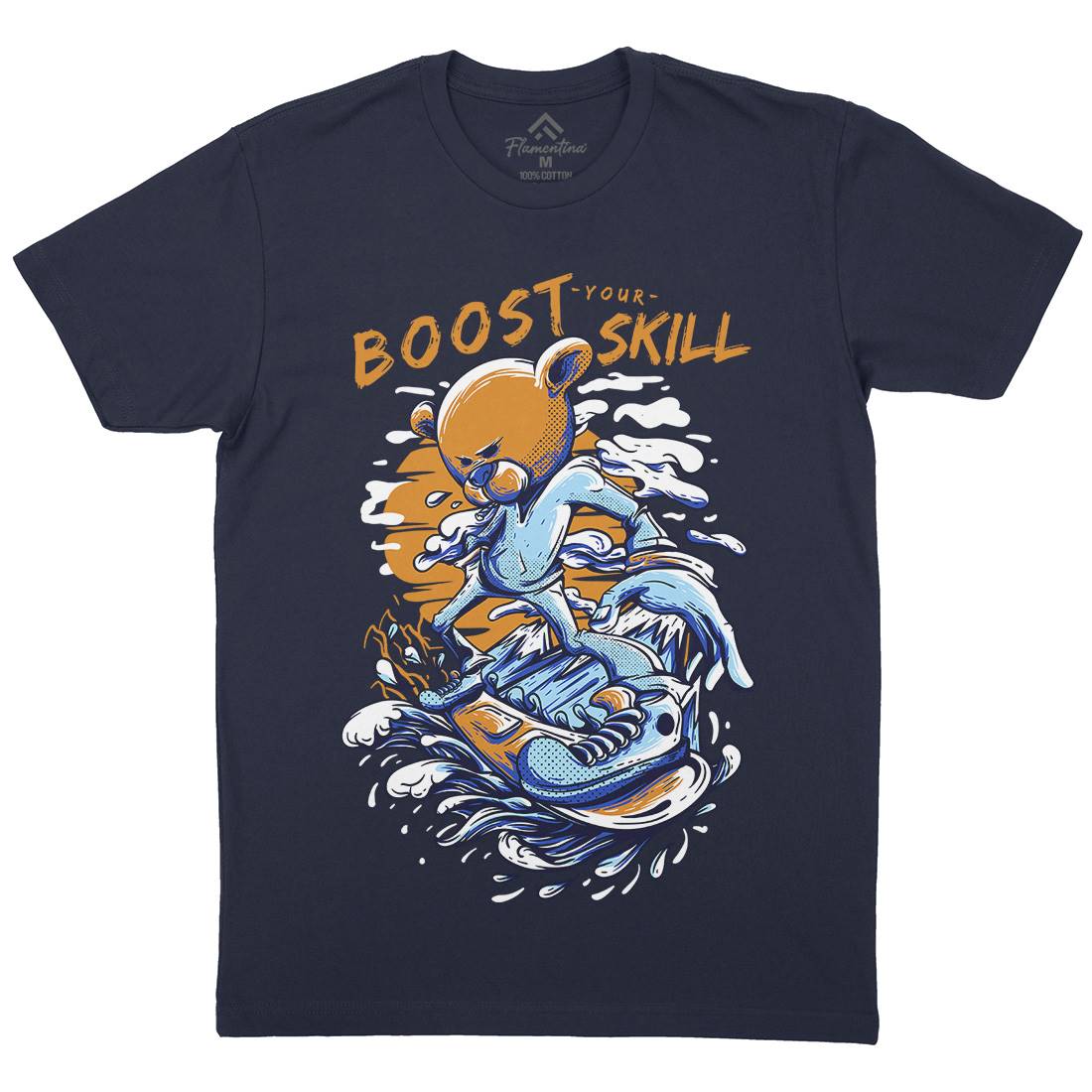 Boost Your Skill Mens Organic Crew Neck T-Shirt Surf D716