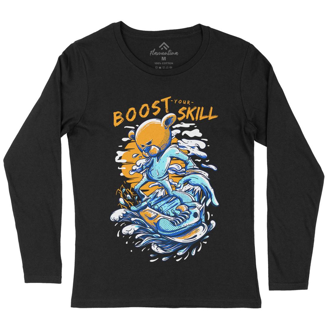 Boost Your Skill Womens Long Sleeve T-Shirt Surf D716