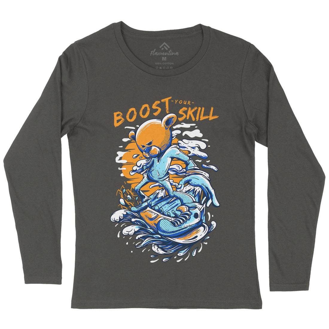 Boost Your Skill Womens Long Sleeve T-Shirt Surf D716