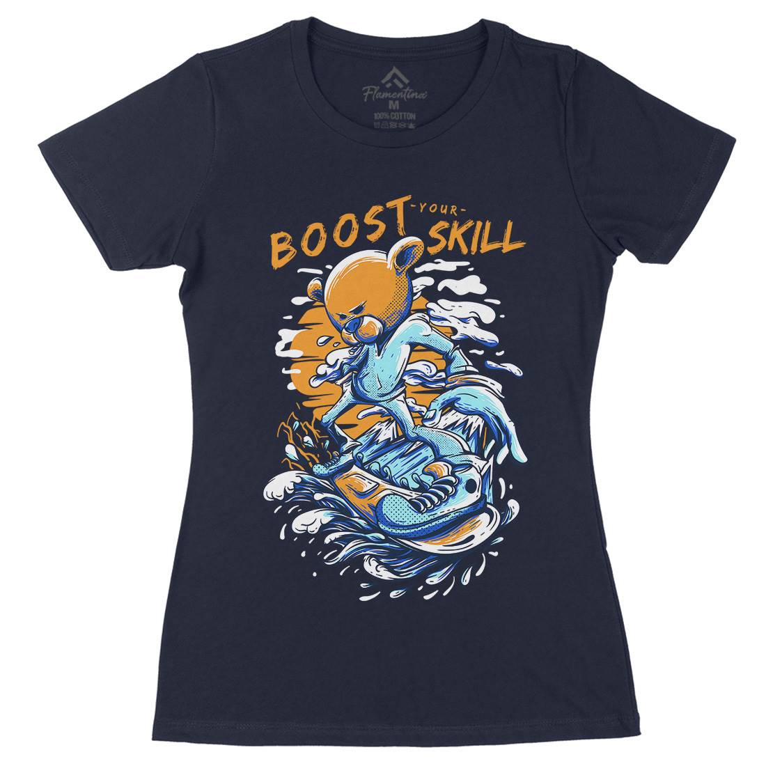 Boost Your Skill Womens Organic Crew Neck T-Shirt Surf D716
