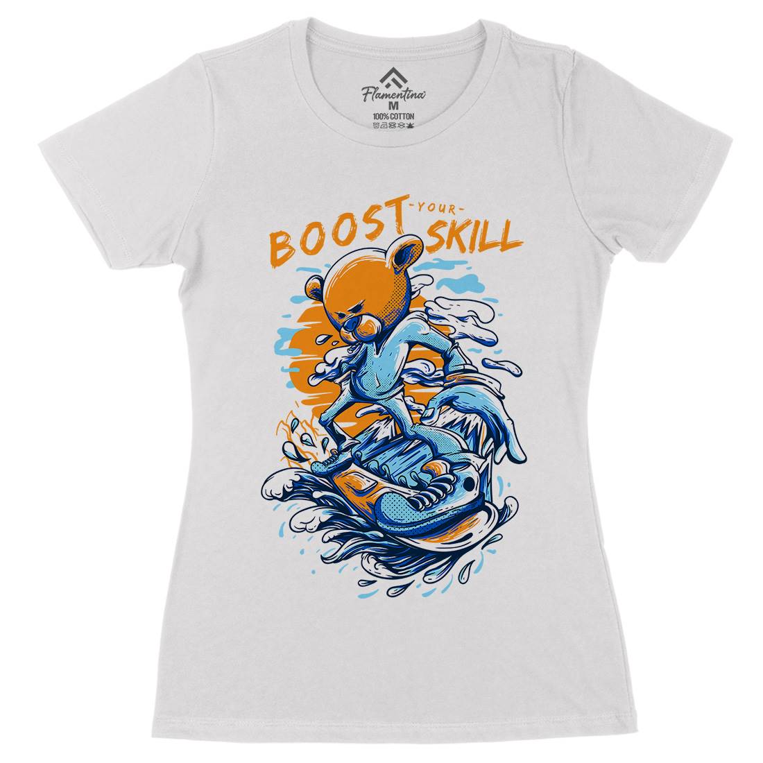 Boost Your Skill Womens Organic Crew Neck T-Shirt Surf D716