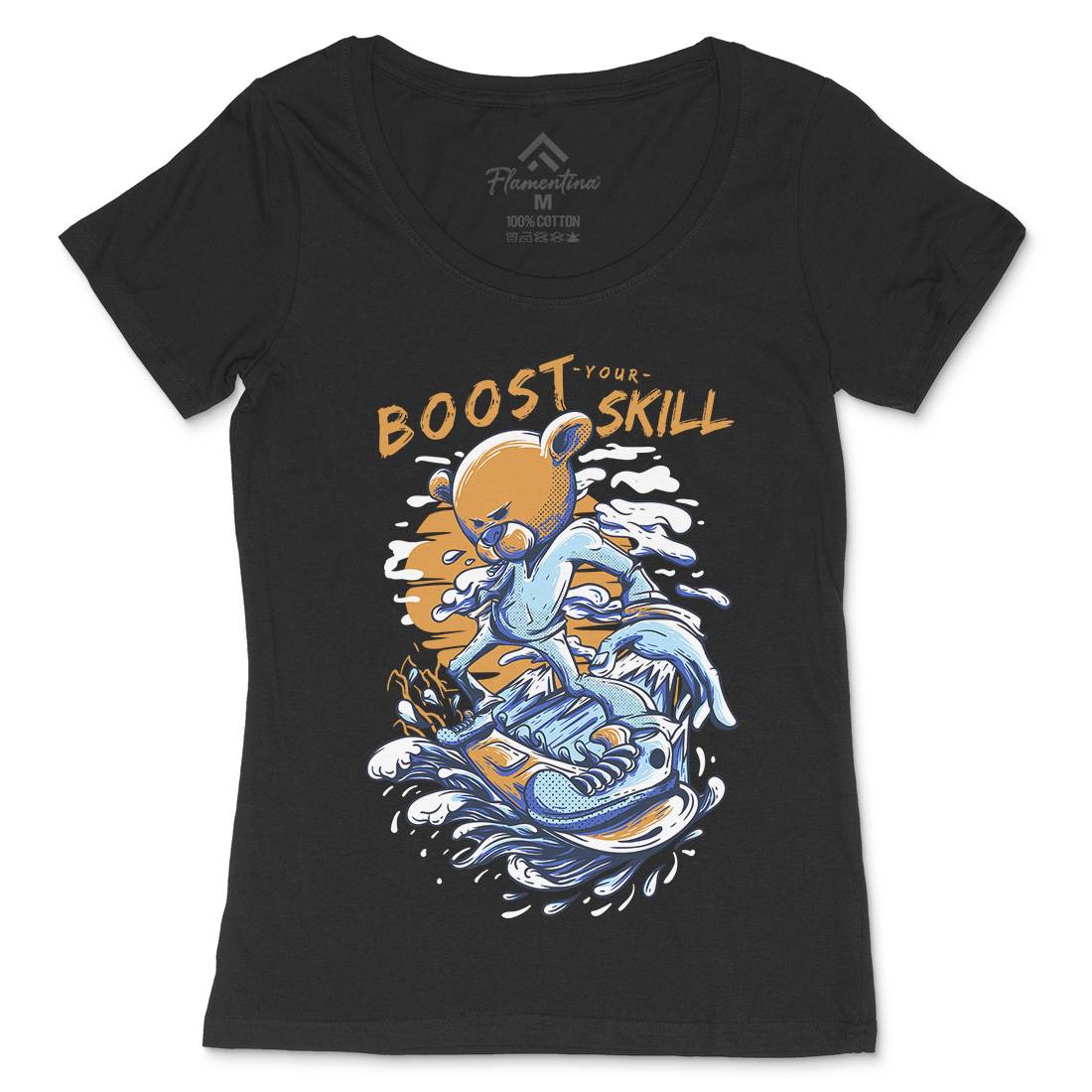 Boost Your Skill Womens Scoop Neck T-Shirt Surf D716