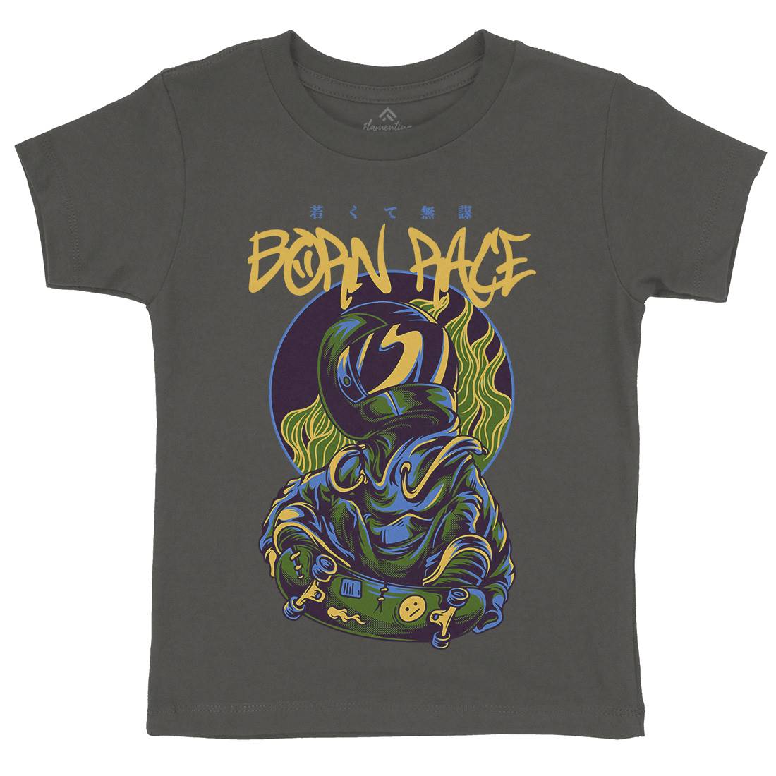 Born Race Kids Crew Neck T-Shirt Skate D718