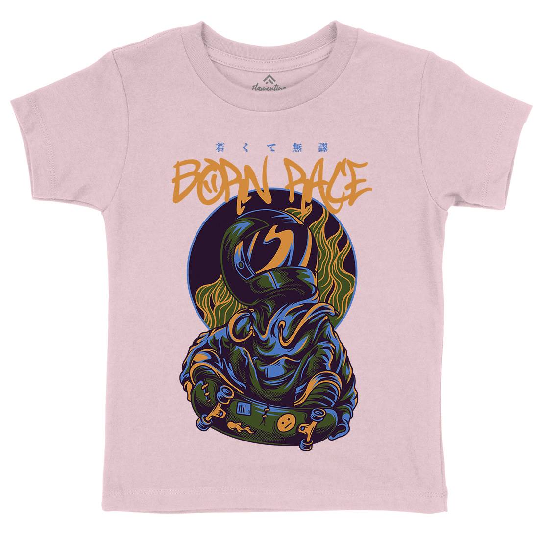 Born Race Kids Organic Crew Neck T-Shirt Skate D718