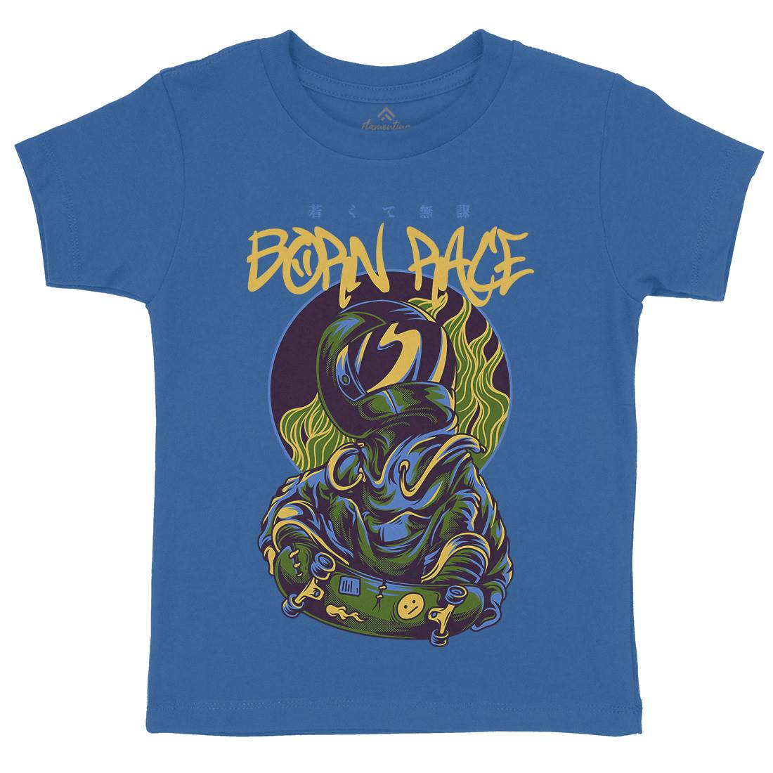 Born Race Kids Organic Crew Neck T-Shirt Skate D718
