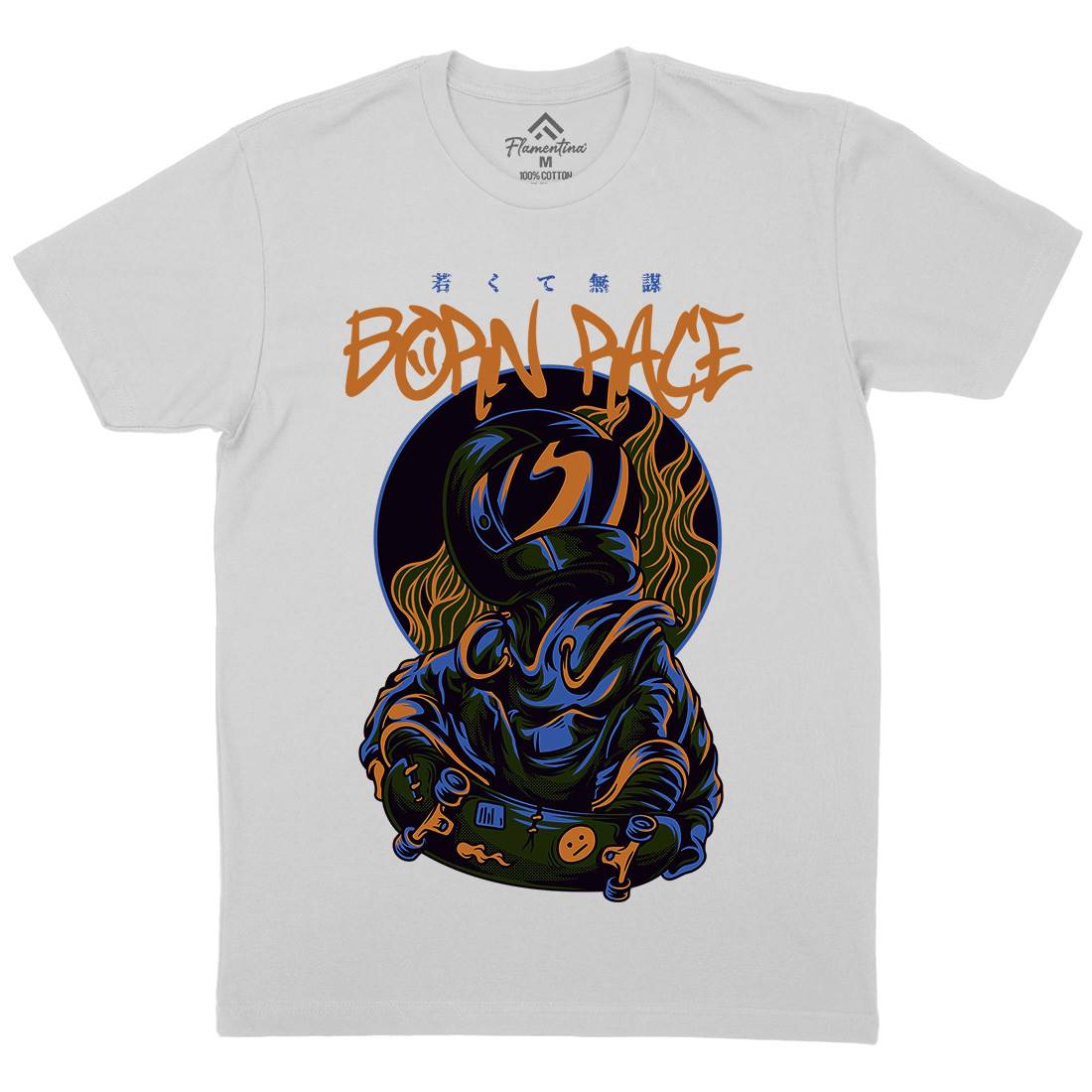Born Race Mens Crew Neck T-Shirt Skate D718