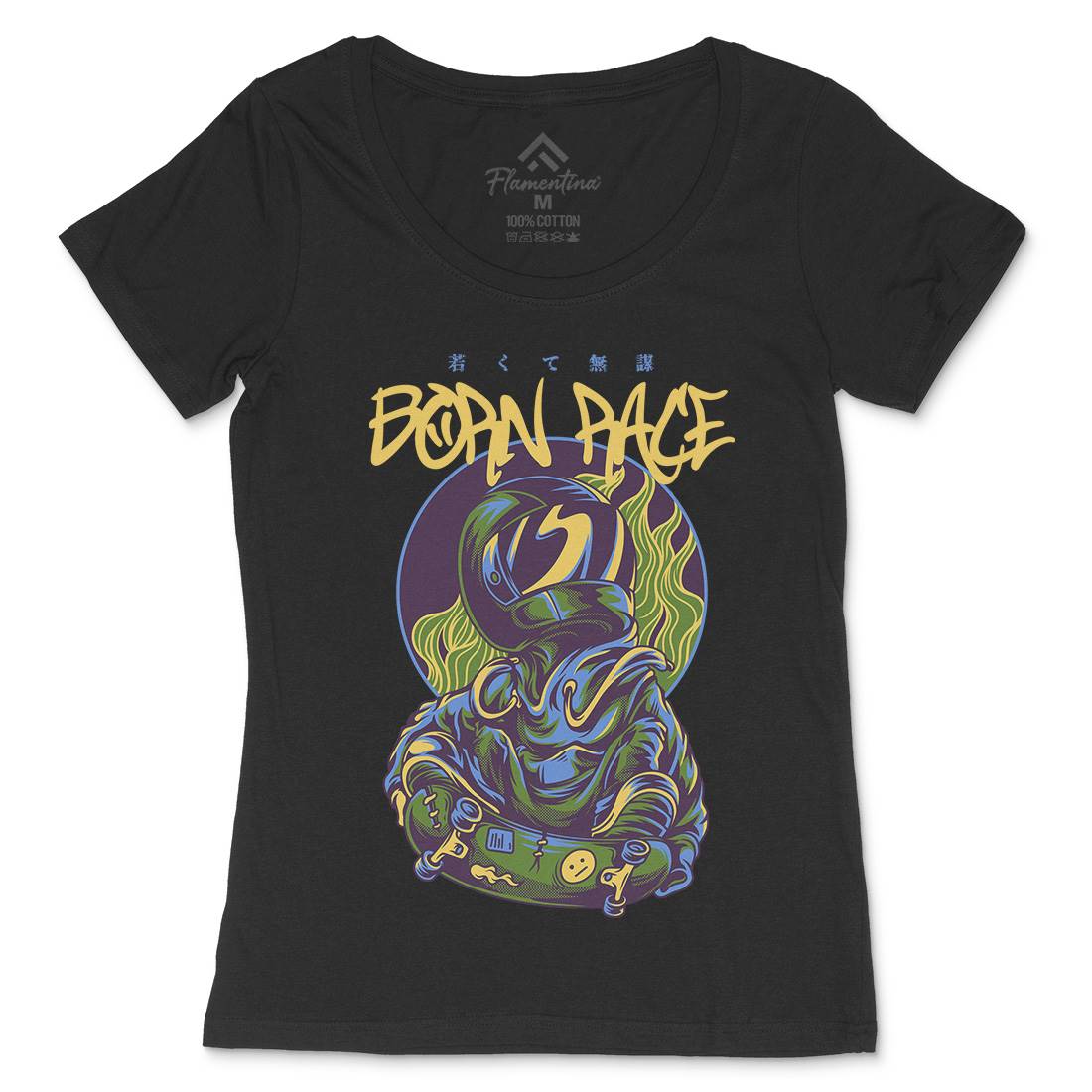 Born Race Womens Scoop Neck T-Shirt Skate D718
