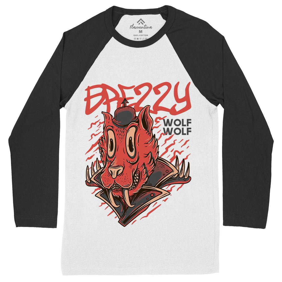 Wolf Mens Long Sleeve Baseball T-Shirt Animals D719