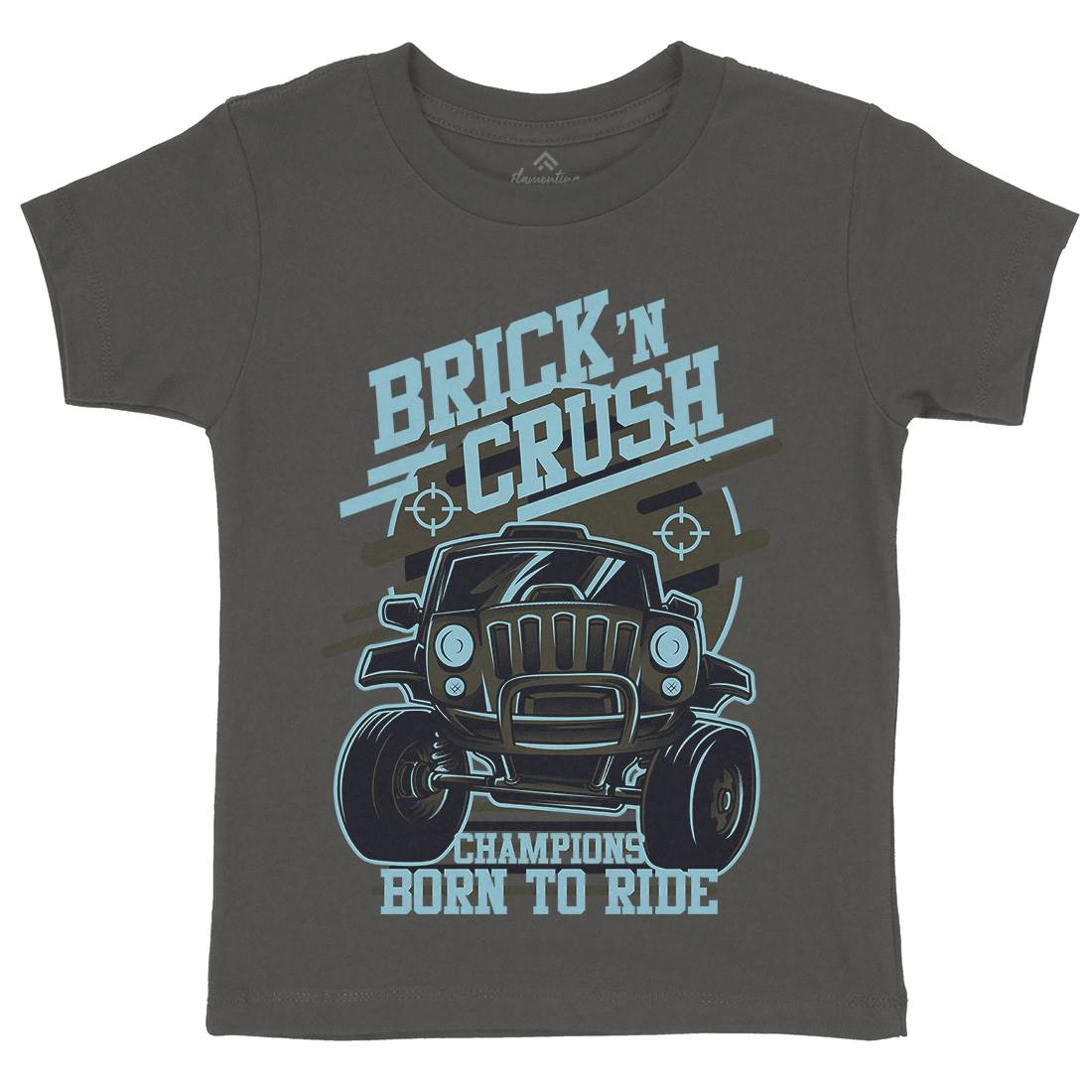 Brick Crush Kids Crew Neck T-Shirt Cars D720