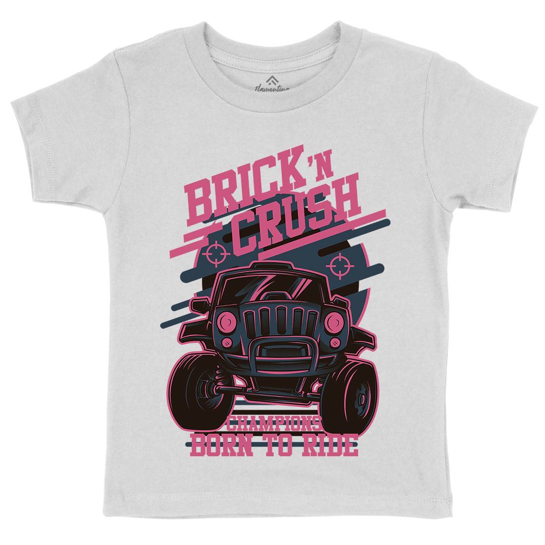 Brick Crush Kids Organic Crew Neck T-Shirt Cars D720