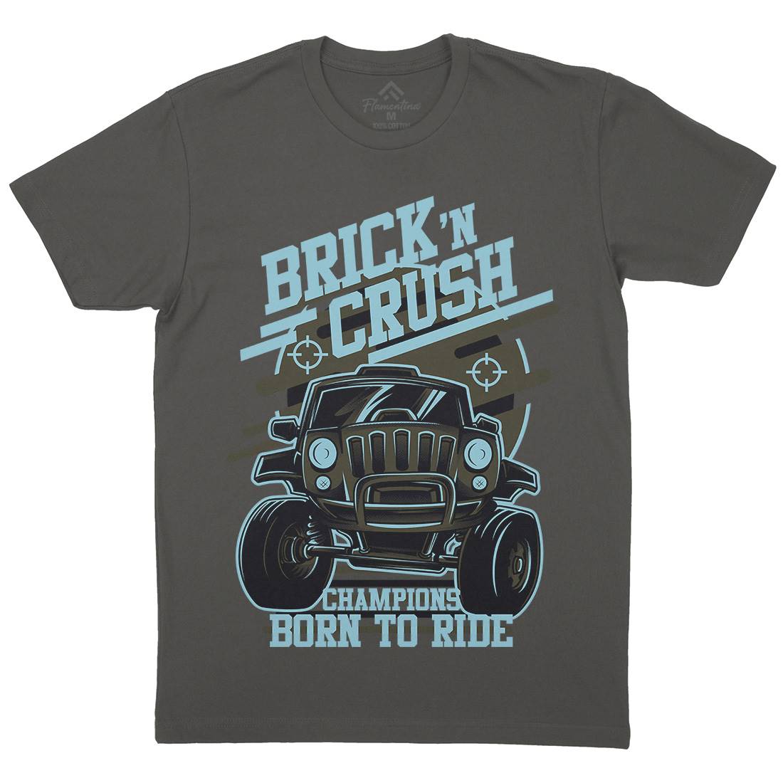 Brick Crush Mens Organic Crew Neck T-Shirt Cars D720
