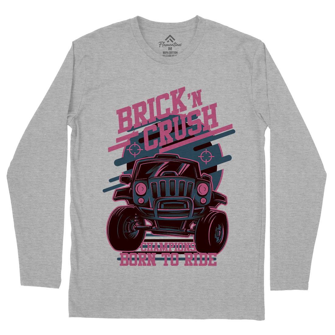 Brick Crush Mens Long Sleeve T-Shirt Cars D720