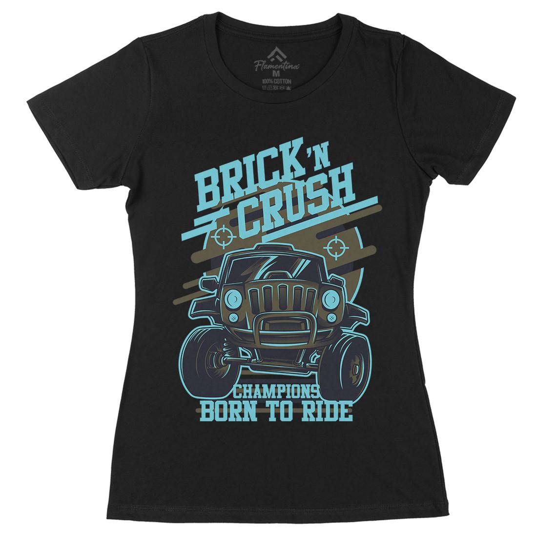 Brick Crush Womens Organic Crew Neck T-Shirt Cars D720