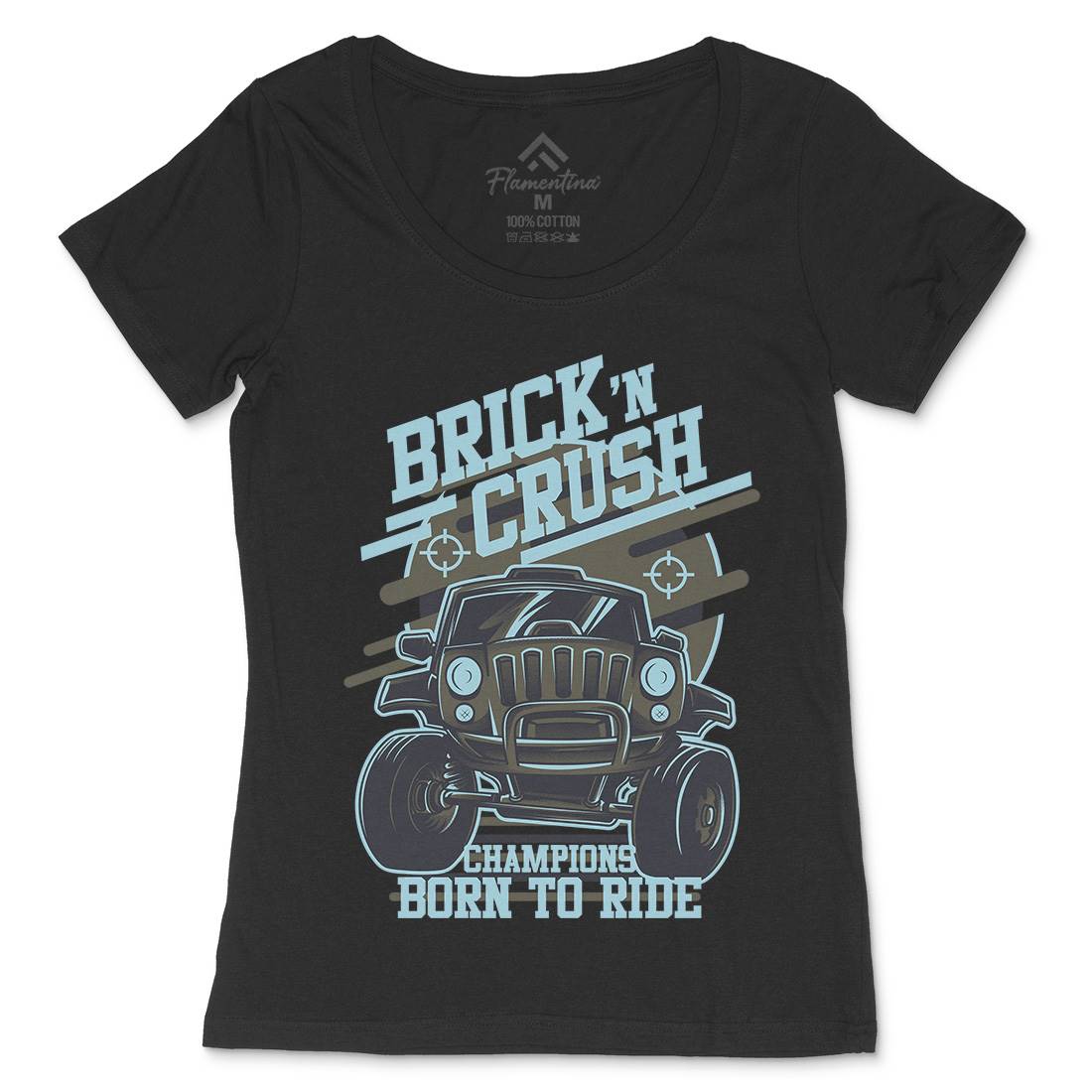 Brick Crush Womens Scoop Neck T-Shirt Cars D720