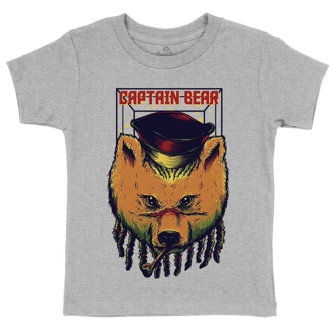 Captain Bear Kids Crew Neck T-Shirt Animals D721