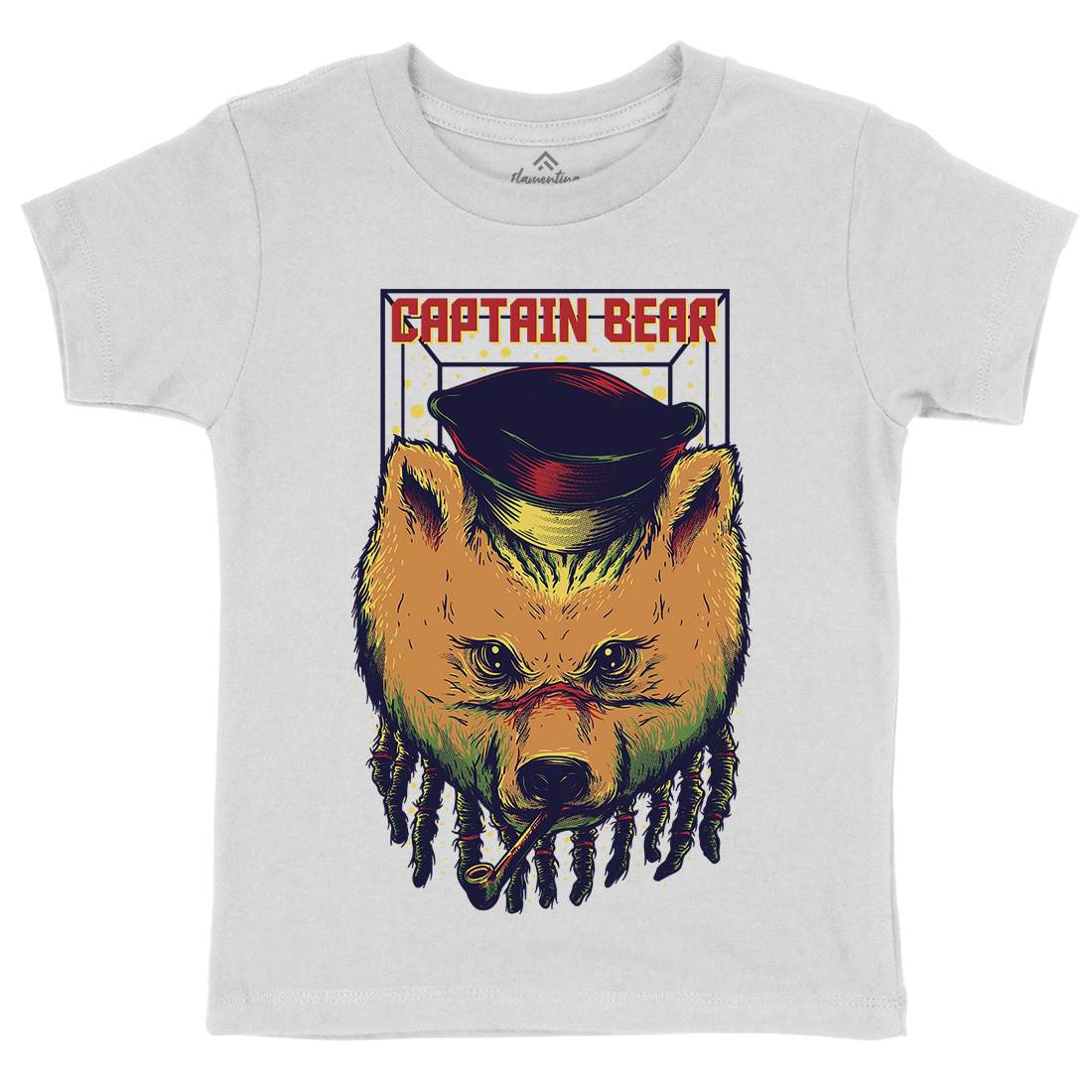 Captain Bear Kids Crew Neck T-Shirt Animals D721
