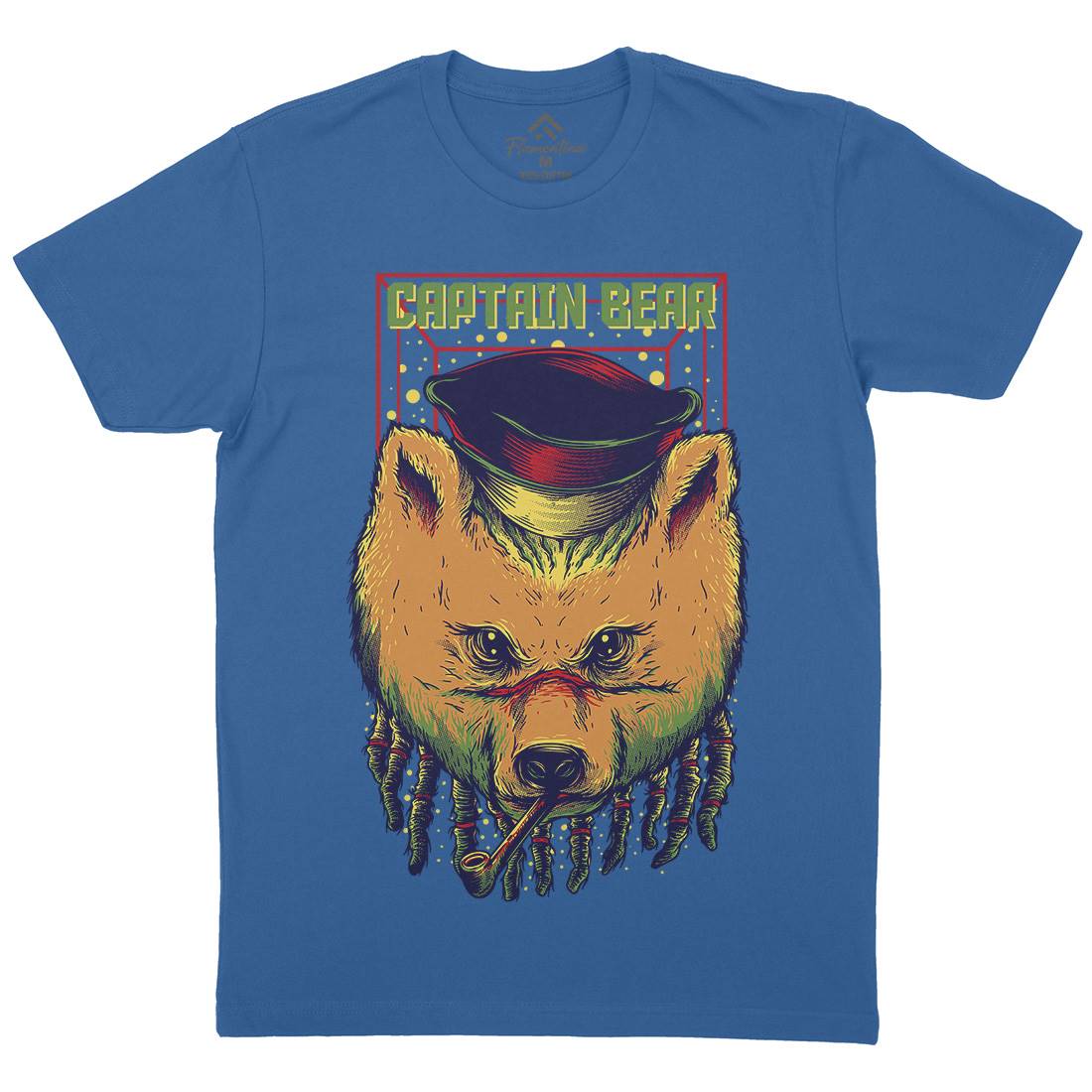 Captain Bear Mens Organic Crew Neck T-Shirt Animals D721