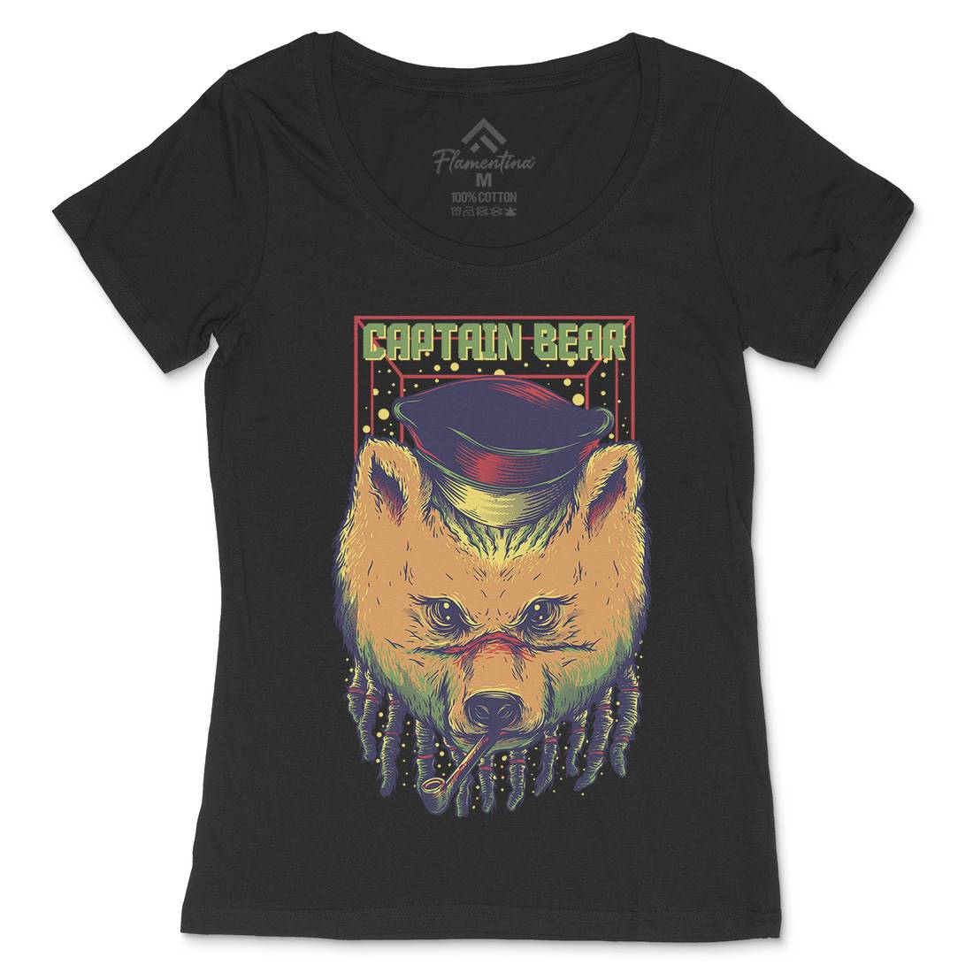 Captain Bear Womens Scoop Neck T-Shirt Animals D721