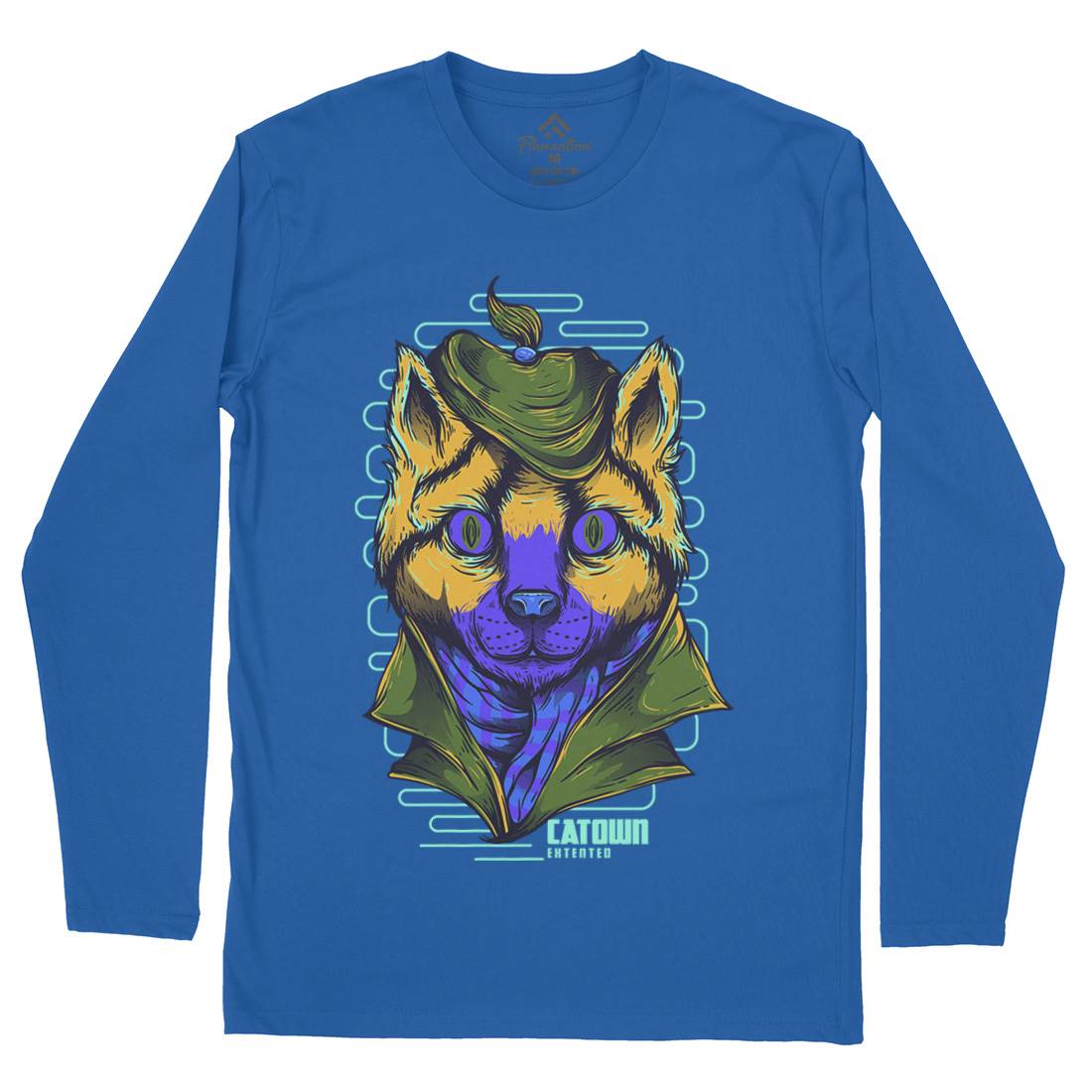 Cat Town Mens Long Sleeve T-Shirt Animals D722