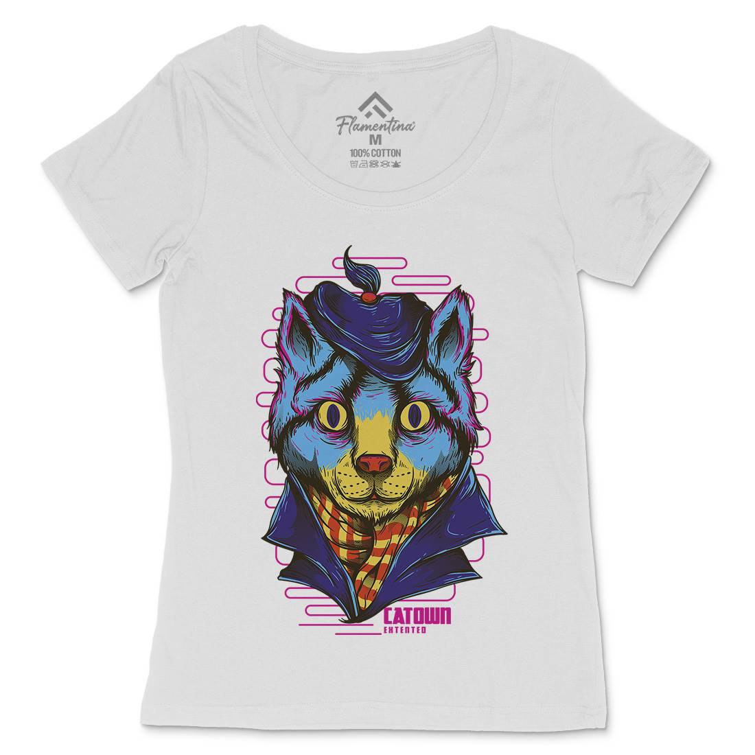 Cat Town Womens Scoop Neck T-Shirt Animals D722