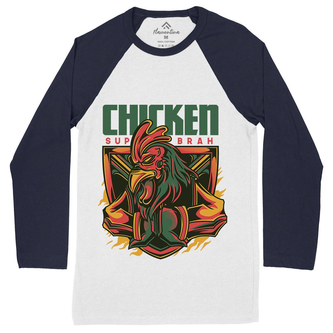 Chicken Mens Long Sleeve Baseball T-Shirt Animals D723