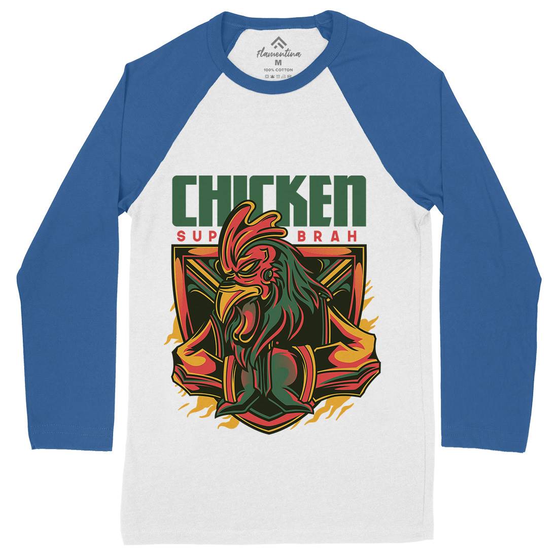 Chicken Mens Long Sleeve Baseball T-Shirt Animals D723