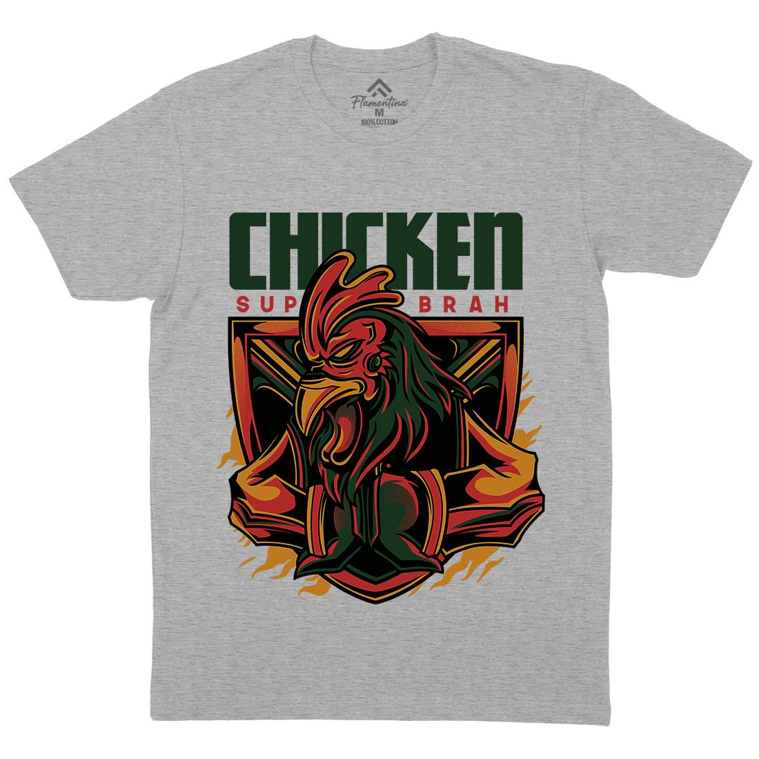 Chicken Mens Organic Crew Neck T-Shirt Animals D723