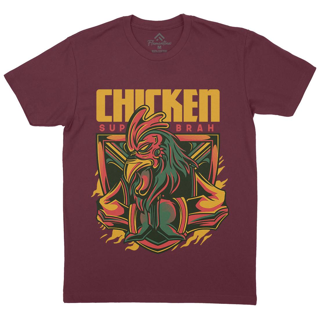 Chicken Mens Organic Crew Neck T-Shirt Animals D723
